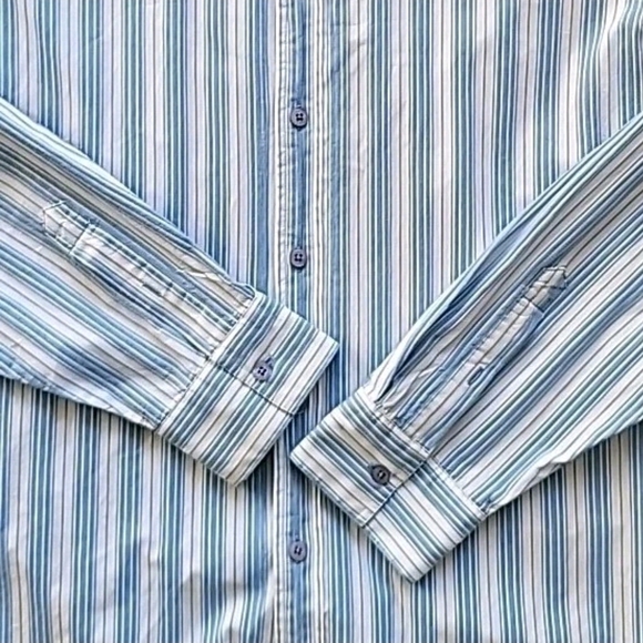 Vtg Armani Exchange Shirt Men Large Blue White Striped Cotton Button-Up Designer - Picture 9 of 14